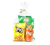 PigPotParty 12 x 16 pulgadas, 100 bolsas de refuerzo inferior, bolsas de celofán de plástico transparente con 100 lazos giratorios, embalaje grande para recuerdos de fiesta, envoltura de juguetes (sin