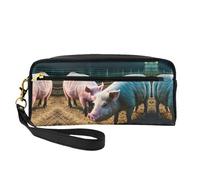 Pigs in Farm - Bolsa de cosméticos pequeña, portátil, bonita bolsa de maquillaje de viaje para mujer, bolsa organizadora de brochas de maquillaje, Black, Talla única, Neceser de maquillaje