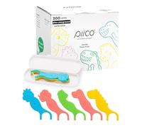 Piico Hilo dental sin sabor para niños, sin flúor, doble línea, cuidado bucal divertido en diseño colorido de palitos de hilo dental, previene la caries y la enfermedad de las encías, 300 dinosaurios