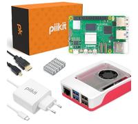 PiiKit Starter Kit para Raspberry Pi 5 4 GB - Edición Esencial | Fuente de Alimentación 27 W | Caja con Ventilador Integrado y Disipador de Calor | Cable Micro-HDMI 4K 60 Hz