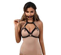 PIIKNUO BDSM Bondage set Restricciones Juguetes Sexuales sexo Extremo SM Bondage con Collar pezón Abrazaderas Boca Gag Señoras punk cuero cuerpo Arnés pecho Correas cuerpo Bondage Fetiche Erótico
