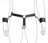 PIIKNUO Hombres Cinturón de Castidad de Cuero Cinturón de Castidad Erótico Gay con Esposas y Anillo de Metal para el Pene Cinturón con Anillo para el Pene Fetiche Esclavo Juguetes Sexuales