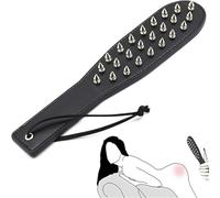 PIIKNUO Spanking Paddle Sex SM Leather Erotic Paddle Whip BDSM Leather Spike Paddle Erotic Swatter Whip Flirt Whip Fetish Flogger with Studs for Couples Adults Erotic Sex Accessories