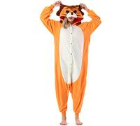 Pijama Animal Entero Unisex para Adultos con Capucha Mujer Hombre Cosplay Pyjamas Ropa de Dormir Traje de Disfraz para Festival de Carnaval Halloween Navidad Naranja León para Altura 148-187cm