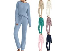 Pijama caliente para mujer, franela, pijamas cálido para mujer, invierno polar, conjunto de 2 piezas, pantalón con cordón de ajuste, ropa de dormir de invierno cálido loungewear Homewear Pijamas Color