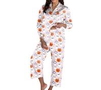 Pijama con Bolsillos Mujer Dormir Entero Enterizo Embarazo Peluche Rayas Rojo Camisetas Vintage Ensueño 4 Cerditos Vaquita Navideño Claus Dibujos Enteros Durazno Lactar Tiernas