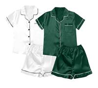 Pijama con botones para mujer, talla grande, camisa de algodón, ropa de descanso, ropa de dormir de algodón del Reino Unido, ropa de dormir traviesa y pantalones cortos, conjunto de camisón de satén