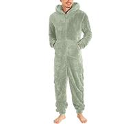 Pijama con Capucha Hombre Mono Pijama de Forro Polar Franela Invierno Pijama Hombre Cremallera Ropa de Dormir Original Espesa Pijamas Entero de Una Pieza Color Sólido Talla Grande Caliente