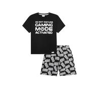 Pijama corto con estampado «Do Not Disturb Gaming» activado en toda la superficie, color blanco, Negro, 13-14 años