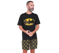 Pijama corto de algodón oficial de Batman para hombre, talla S, color negro, Negro, S