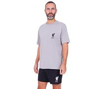 Pijama corto de algodón para hombre oficial Liverpool Football Club gris negro LFC, gris, XXL