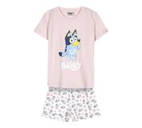 Pijama Corto de Bluey - Color Rosa y Blanco - Talla 2 Años - Pijama para Niño - Elaborado con 100% Algodón de 145gsm - Estampado de Bluey y Bingo - Producto Original Diseñado en España