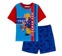 Pijama corto de Fireman Sam para niños, conjunto de pijama corto con pantalones cortos y camiseta de manga corta para niños bombero, Azul, 1-2 Años