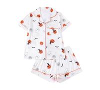 Pijama corto de Halloween para mujer, conjunto de botones, camiseta y pantalones cortos, dos piezas con esqueleto de calabaza, pijamas, ropa de dormir ligera, ropa de dormir informal, traje de casa