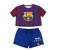 Pijama Corto FC Barcelona Unisex Adulto - Conjunto 2 Piezas Camiseta y Short Azul y Granate, 100% Algodón Single Jersey, Cintura Elástica con Cordón, Talla XS para Dormir y Verano