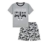 Pijama corto para gamers con la frase «I Had to Pause My Game to Be Here» y mandos, color gris Gris gris 11-12 Años