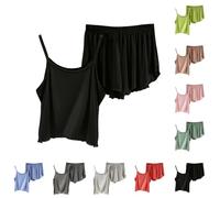 Pijama corto para mujer, conjunto de pijama sin mangas, ropa de dormir para mujer, modal de 2 piezas, ropa de dormir, tirantes delgados, cami top y pantalones cortos, traje de casa, ropa de dormir