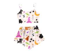 Pijama corto para mujer, juego de pijama de Halloween, sexy, estampado de fantasmas, dos piezas, parte superior y pantalones cortos, 2 piezas, ropa de dormir acogedora, ligera y ligera, P blanco., L