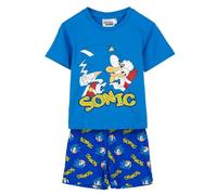 Pijama Corto Single Jersey Sonic - Pijama de Verano de Algodón, Conjunto Camiseta Manga Corta y Pantalón Corto, Ropa de Dormir Cómoda y Transpirable (FR/ES, Edad, 6 años, Regular, Azul)