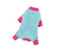 Pijama de algodón suave para mascotas, mono a rayas, lindo conjunto de perrito y gato, ropa cómoda para jugar, dormir, ropa para mascotas, perchas para perros pequeños (B, L)