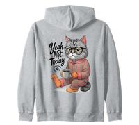 Pijama de café Lazy Cat Yeah Not Today Feline Sudadera con Capucha