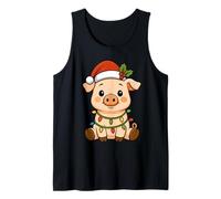 Pijama de Cerdo con Luces de árbol de Navidad para niñas y Camiseta sin Mangas