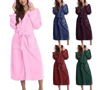 Pijama de forro polar con capucha para mujer, camisón de felpa súper suave | Camisones largos, tallas grandes, cálidos, casuales, con bolsillos, ropa de dormir de manga larga, bata cómoda