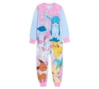 Pijama de forro polar todo en uno para niñas de Pokemon con cremallera, multicolor, 5-6 años