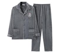 Pijama de franela para hombre, pijama de invierno, conjunto de pijama largo de dos piezas con capucha, 2 piezas engrosado, cálido, franela larga, pijama Se otoño invierno forro polar ropa de dormir de