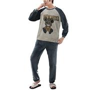 Pijama de franela para hombre - Traje de casa para hombre de forro polar, camisón de manga larga de franela, pijama largo de invierno, de algodón, tallas grandes, ropa de casa acogedora y cálida, J.,