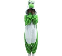 Pijama de franela Yoshi unisex para adulto mono de animal para mujer y hombre pijama original de noche,disfraz cosplay, ropa de casa, Easter Pijamas (FR/ES, Letras, XS, Regular, Regular, Verde)
