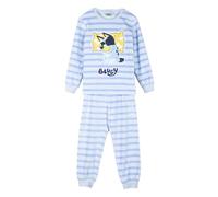 Pijama de Invierno de Bluey para Niños - Color Blanco y Azul - Talla 5 Años - Pijama Largo Fabricado en Algodón Velour 83% y Poliéster 17% - Producto Original Diseñado en España