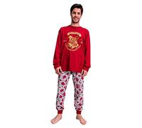 Pijama de Invierno de Harry Potter - Color Granate y Gris - Talla L - Pijama Largo Fabricado en Algodón de 160 gsm 100% - Producto Original Diseñado en España