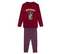Pijama de Invierno de Harry Potter para Adulto - Color Granate y Azul - Talla L - Pijama Largo Fabricado en Algodón 100% - Producto Original Diseñado en España