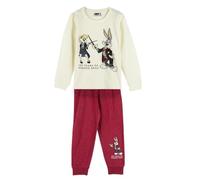 Pijama de Invierno de los Looney Tunes - Color Blanco y Rojo - Talla 6 Años - Pijama Largo Fabricado en Algodón 100% de 145 gsm - Estampado de Lola y Bugs Bunny - Producto Original Diseñado en España