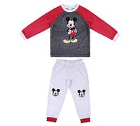 Pijama de Invierno de Mickey Mouse para Niños - Color Rojo y Gris - Talla 5 Años - Pijama Largo Fabricado en Poliéster Velour y Algodón 240 gsm - Producto Original Diseñado en España