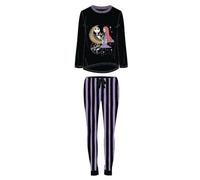 Pijama de Invierno de Pesadilla Antes de Navidad - Morado y Negro - Talla XL - Pijama Largo Fabricado en Algodón de 220 gsm 100% - Estampado de Jack y Sally - Producto Original Diseñado en España