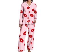 Pijama de invierno para mujer, cálido, suave, cómodo, pantalones y parte superior para noches acogedoras, relajarse en casa, con tela transpirable, para todas las estaciones, ropa de dormir de manga