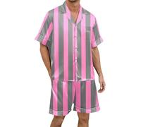 Pijama De Manga Corta con Motivos Gráficos, Botones Ajustables, Tejido Fresco, Ropa Hogar Ligera para Noches Serenas Y Ocio Tranquilo