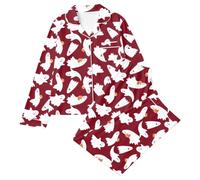 Pijama de manga larga para mujer, bonito conjunto de ropa de descanso | Camisones y camisones de manga larga para mujer, pijamas de Halloween para mujer, pijamas de algodón con solapa de otoño