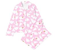 Pijama de manga larga para mujer, bonito conjunto de ropa de descanso | Camisones y camisones de manga larga para mujer, pijamas de Halloween para mujer, pijamas de algodón con solapa de otoño