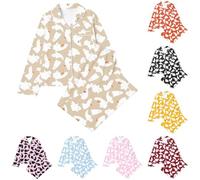 Pijama de manga larga para mujer, camisones y camisones de moda para mujer | Pijama de Halloween para mujer, bonito y ligero, casual, cómodo, con botones, con solapa, de algodón