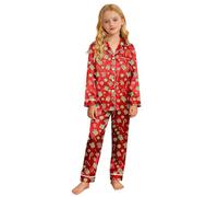 Pijama de manga larga para niña, conjunto de pijamas con estampado suave y cómodo, ropa de ocio para celebraciones, fiestas de pijamas, vacaciones, ropa acogedora, ropa de salón, ideal para familias