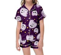 Pijama de Mujer para Halloween Conjunto de 2 Piezas Pijama para niños con Botones Ropa Ropa de Juego Casual Cintura elástica cómoda para Todos los días de 2 a 13 años Set de bebé recién Nacido