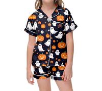 Pijama de Mujer para Halloween Conjunto de 2 Piezas Pijama para niños con Botones Ropa Ropa Manga Corta Estampado de 2 a 13 años Set de bebé recién Nacido