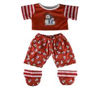 Pijama de muñeco de nieve rojo con pantuflas, ropa de oso de peluche, tamaño: 40 cm, se adapta a Build a Bear