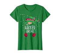 Pijama de Navidad a Juego con el gnomo Hacker Pijama Familia Camiseta, Mujer, Verde Kelly, L