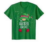 Pijama de Navidad a Juego con el gnomo Hacker Pijama Familia Camiseta, Niños, Verde Kelly, 10 años