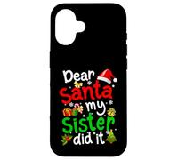 Pijama de Navidad Divertido con Texto en inglés Dear Santa My Sister Did It Carcasa para iPhone 16