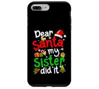 Pijama de Navidad Divertido con Texto en inglés Dear Santa My Sister Did It Carcasa para iPhone 7 Plus/8 Plus